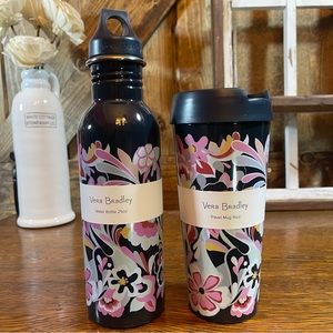 Vera Bradley Mod Paisley Stainless Steel Water Bottle & Travel Mug Set NWT New
